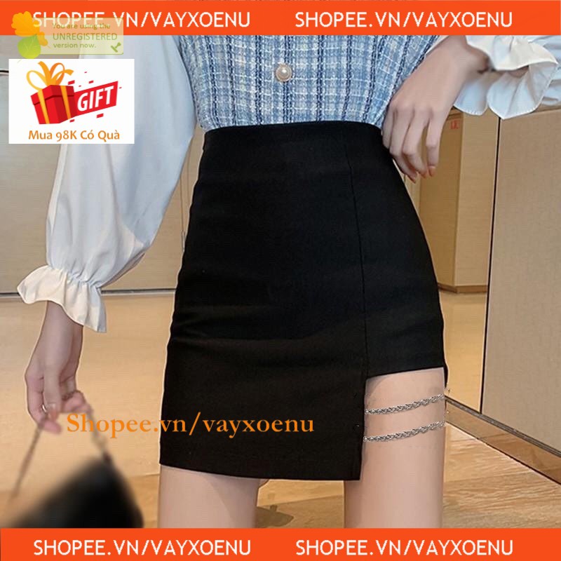 chân váy xẻ đùi phối dây xích mt1073 vayxoenu sang chảnh, sành điệu | BigBuy360 - bigbuy360.vn