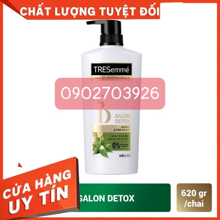 Dầu Xả 650g Tresemme Salon Detox gừng và trà xanh Detox tóc chắc khỏe bóng mượt