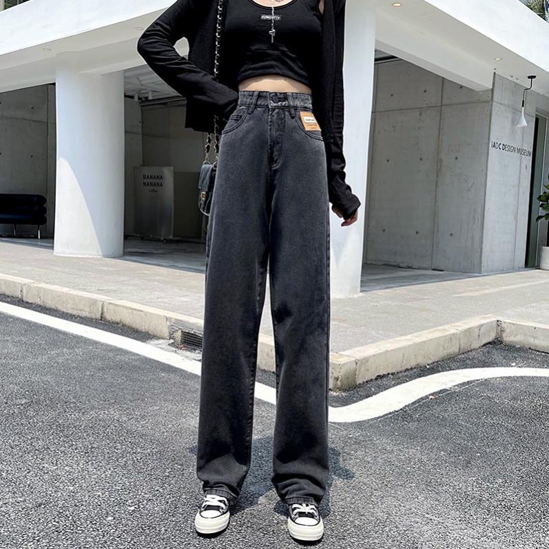 Quần bò ống rộng nữ cạp cao Free Ship quần jeans ống rộng lưng cao, vải bò dày đẹp , không giãn ,dáng suông T008