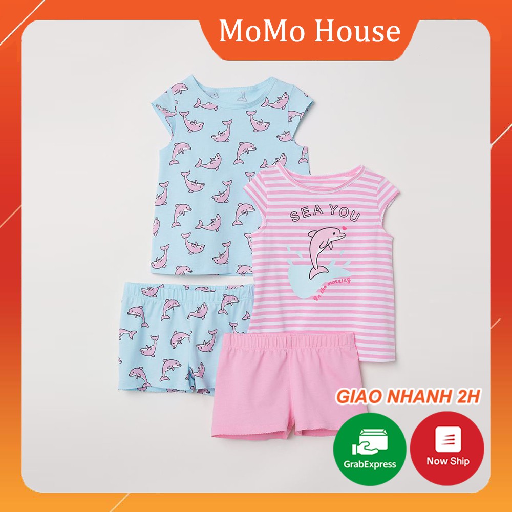 Combo 2 Bộ Hè Bé Gái Chất Cotton Hình Cá Heo