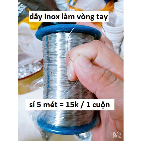 dây inox xỏ vòng tay 0.4mm - chuẩn inox tốt 304 : sỉ 5 mét = 15k / 1 cuộn [ mua sỉ nhiều xin liên hệ giá sỉ cạnh tranh ]
