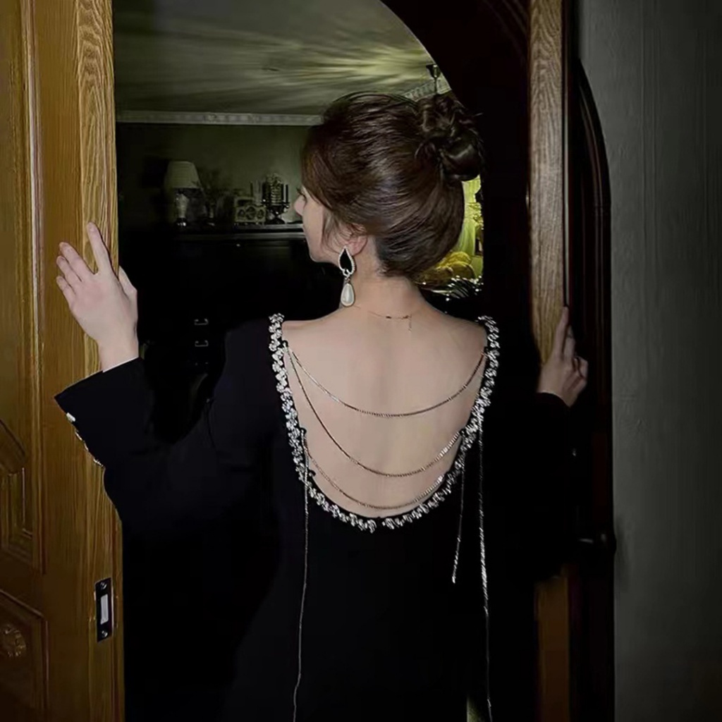 2113820 Chuỗi Dây Xích Kim Cương Giả Trang Trí Váy Cưới Cho Cô Dâu