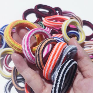 Sỉ túi 48 sợi thun cột tóc sọc màu(1×5cm)