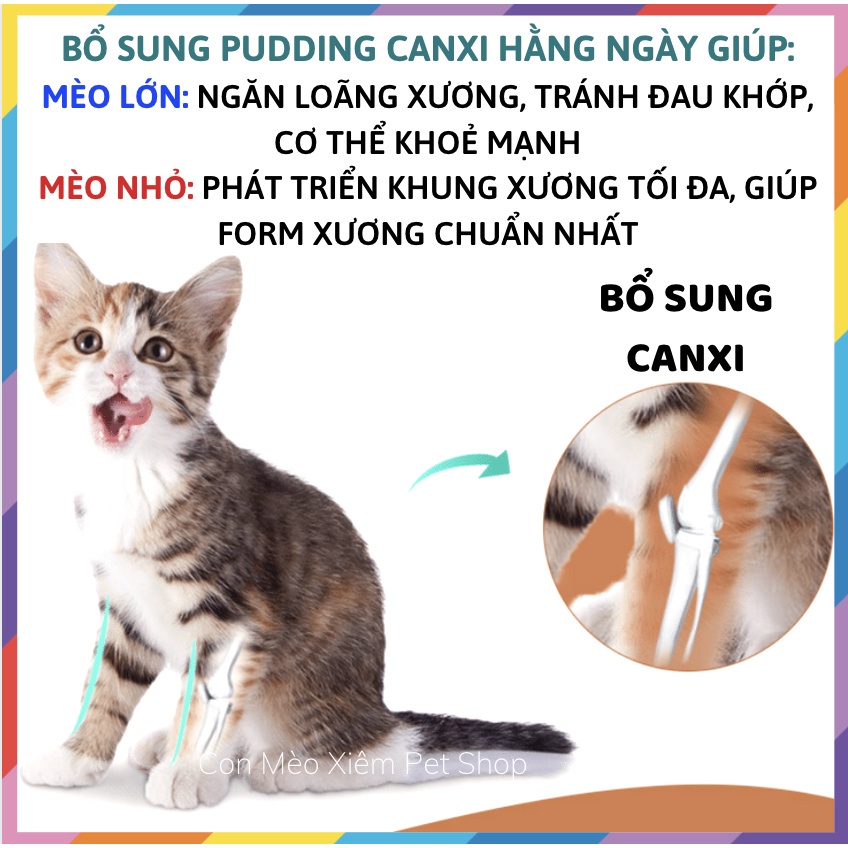 Pudding sữa dê cho mèo chắc xương canxi tiêu hoá 15gram, thức ăn snack cho mèo con lớn nhỏ Con Mèo Xiêm