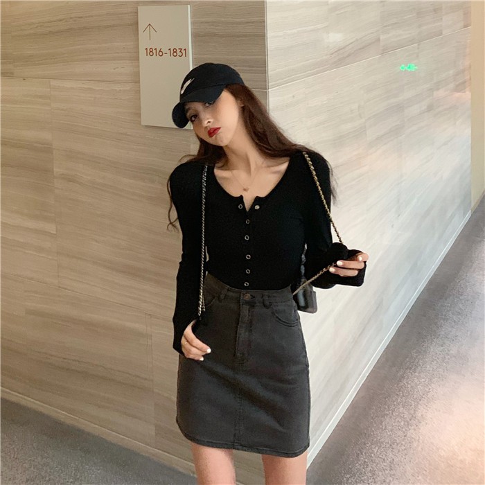 Chân váy denim chữ A thiết kế trẻ trung năng động thời trang cho nữ | BigBuy360 - bigbuy360.vn