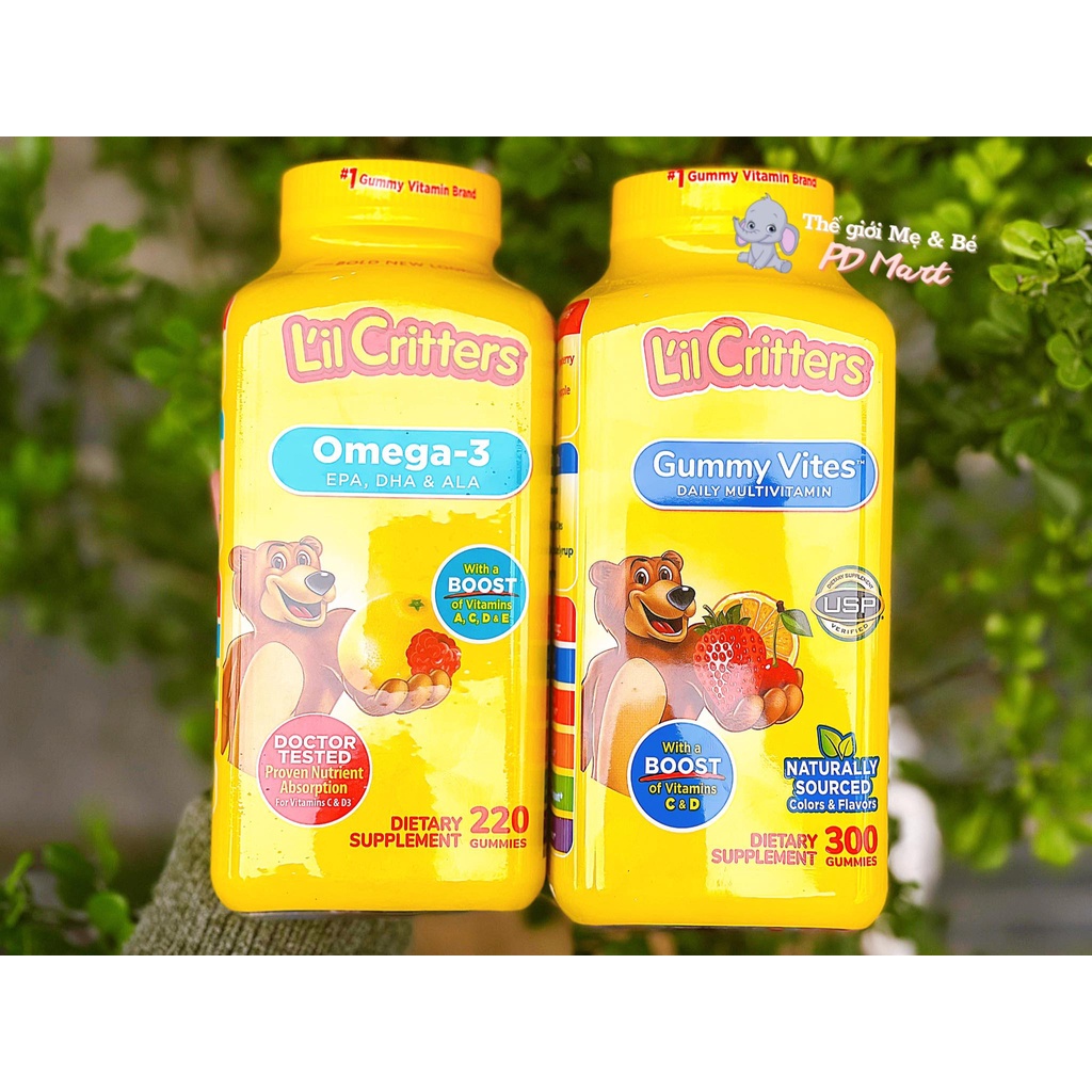 Kẹo Dẻo Bổ Sung Vitamin Gấu Lil'Critter Gummy/Ome.ga.3 Vites Multivitamin Complete Cho Trẻ Từ 2 Tuổi