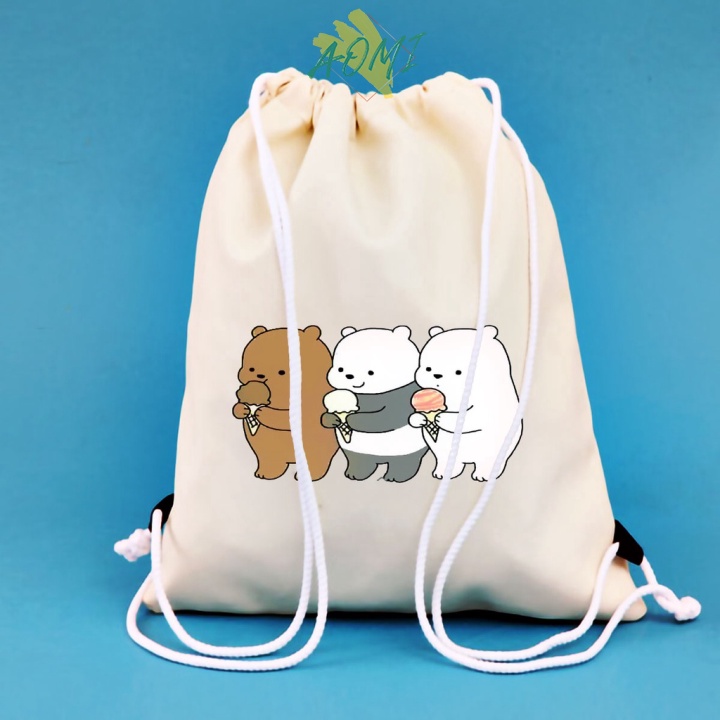 [Nhiều mẫu Đẹp] BALO MINI GẤU TRÀ SỮA  AOMIVN DÂY RÚT NHỎ XINH UNISEX CHẤT CANVAS THỜI TRANG CUTE XINH ĐẸP TIỆN ÍCH