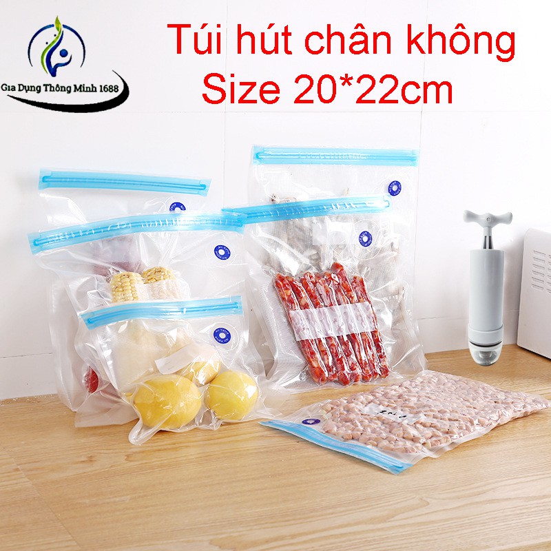 Túi hút chân không đựng thực phẩm - Chống thiu, mốc, hỏng thức ăn- an toàn, vệ sinh, size 20x22cm