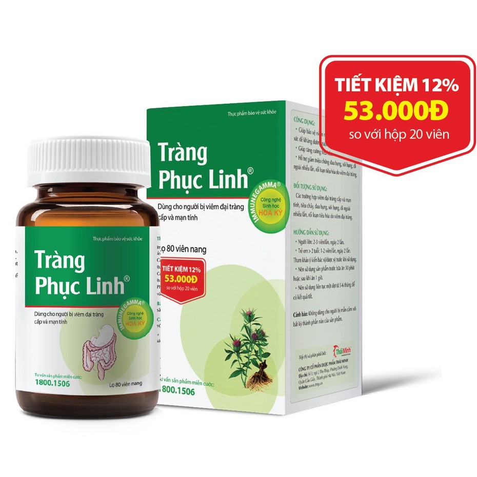 TRÀNG PHỤC LINH PLUS LỌ 80 VIÊN - HỖ TRỢ GIẢM HỘI CHỨNG RUỘT KÍCH THÍCH, CO THẮT ĐẠI TRỰC TRÀNG