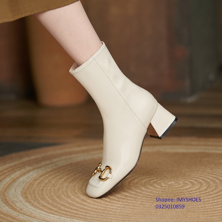 BỐT DA NỮ CỔ THẤP GÓT CAO 5CM CHẤT DA MỀM MẪU CLASSICs 2021