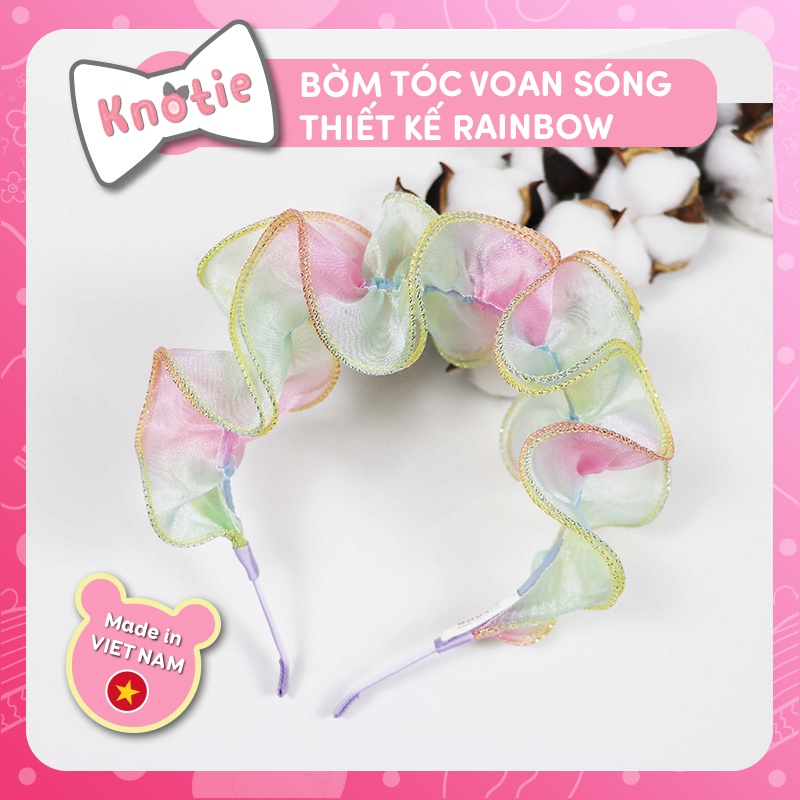 Bờm tóc cho bé voan sóng thiết kế Rainbow - handmade by Knotie
