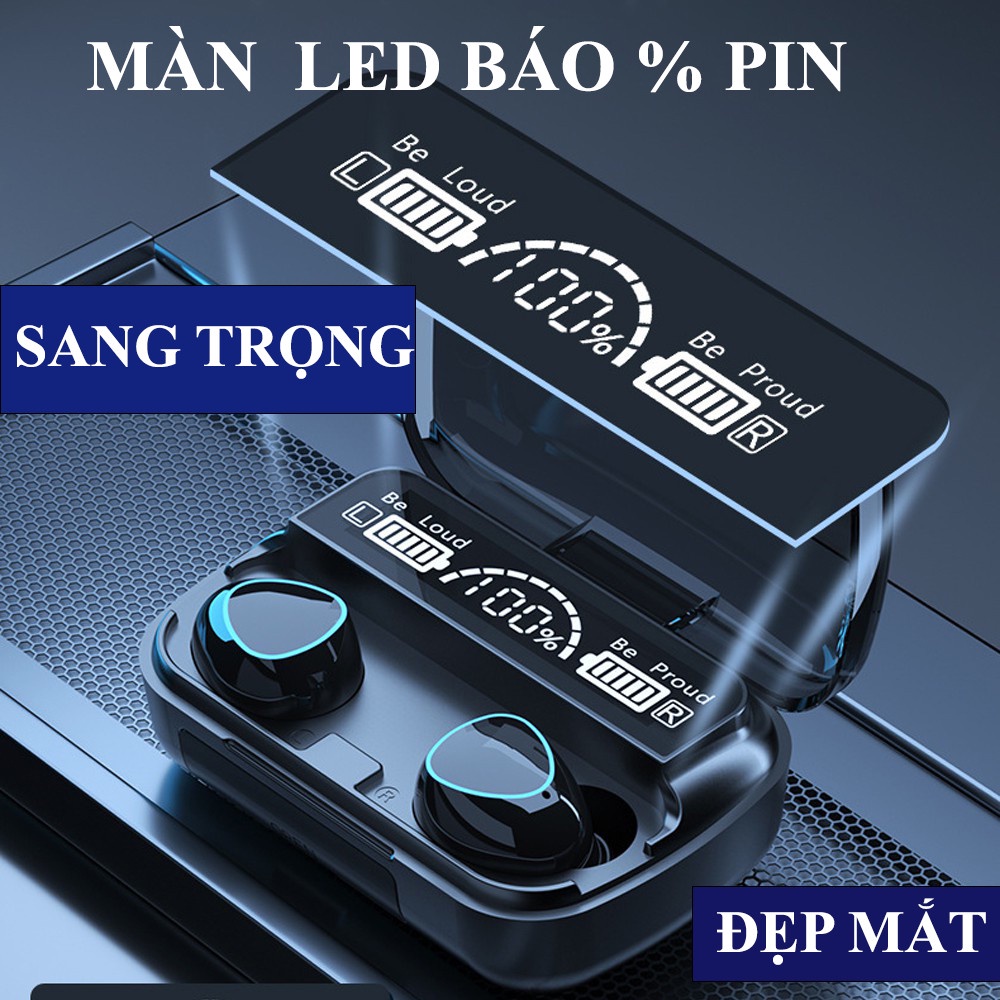 Tai Nghe Bluetooth Không Dây HOLOCOM M10 Pro Âm Bass Mạnh Mẽ - Chống Ồn - Cảm Ứng Vân Tay - Dock Sạc Kiêm Sạc Dự Phòng