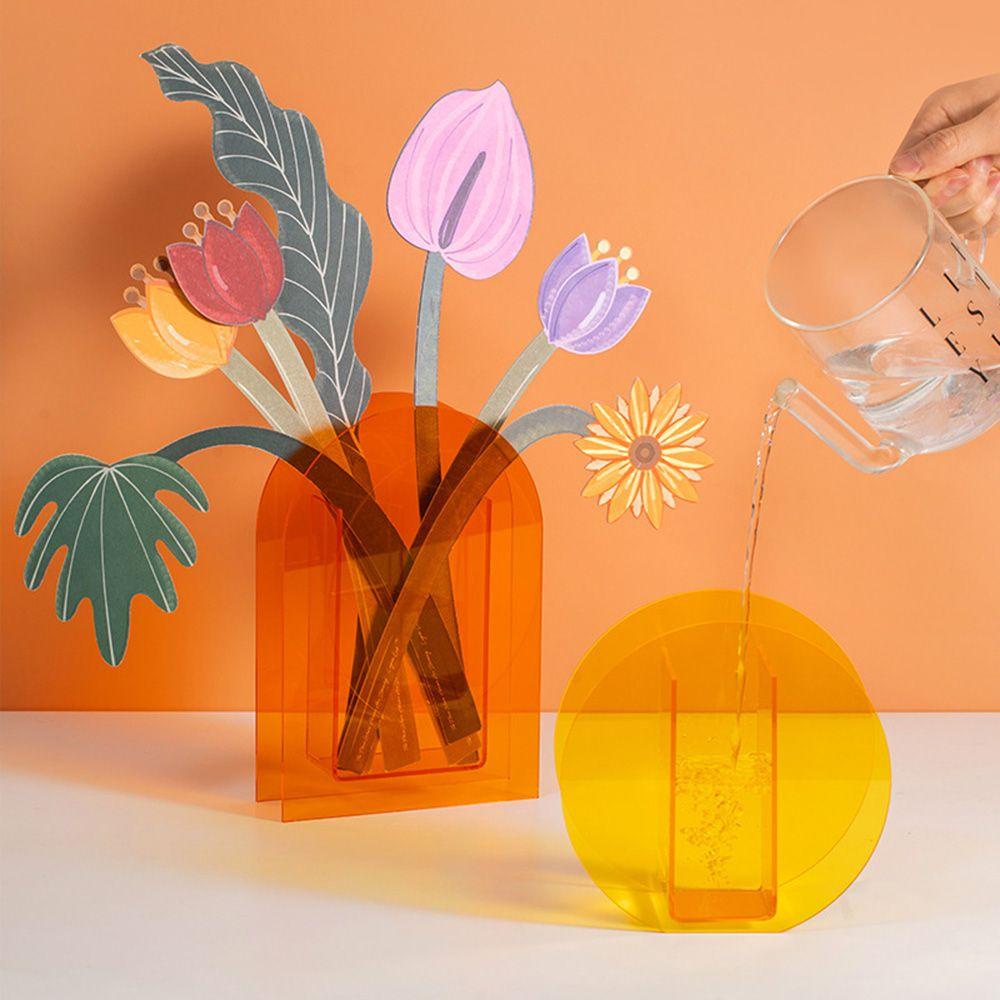Lọ Hoa Bằng Acrylic Màu Sắc Cầu Vồng Dùng Trang Trí Phòng Khách / Phòng Ngủ / Văn Phòng|Chậu Hoa Thiết Kế Dễ Thương Chuyên Dùng