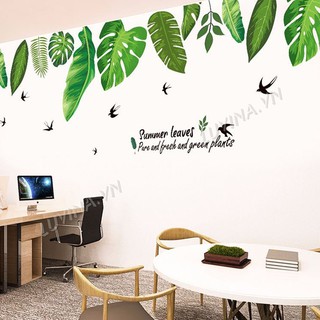 Decal dán tường trang trí phòng ngủ,quán cafe,văn phòng -Tán lá xanh