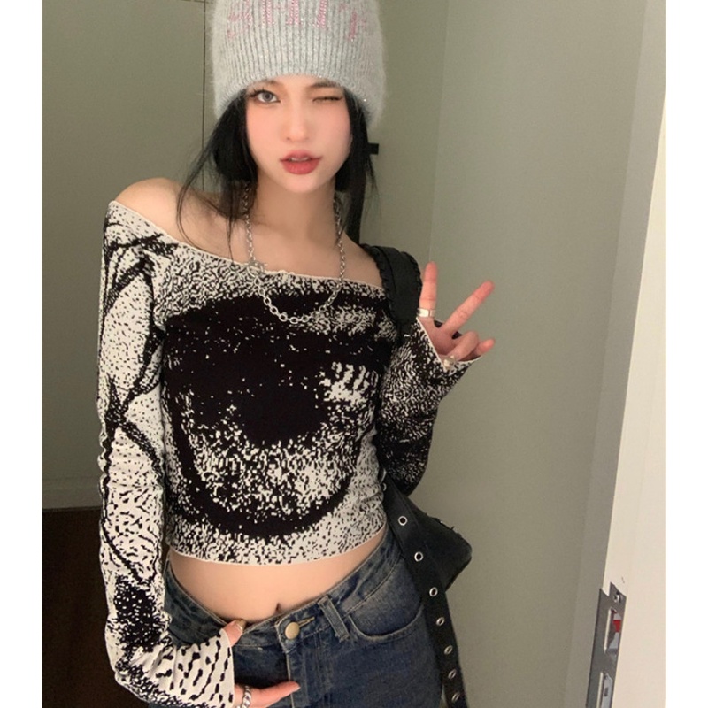 Áo Dệt Kim Nữ Tay Dài Hở Vai Thời Trang