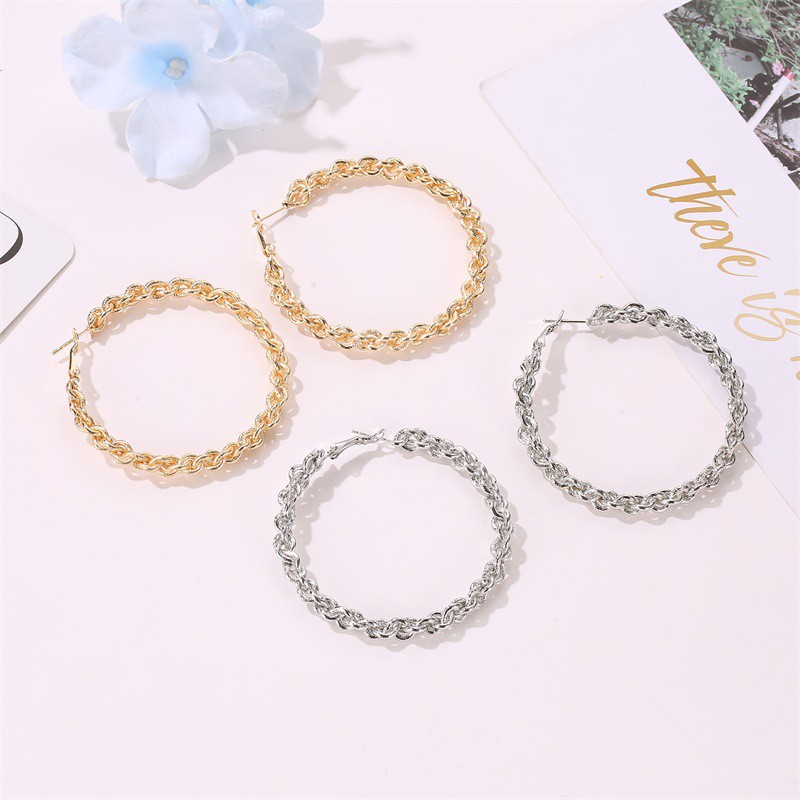 Khuyên tai tròn bằng hợp kim thời trang cho nữ