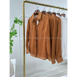 Áo sơ mi sọc sảnh sang trọng thanh lịch chuẩn công sở, chất vải VOAN phối sọc cao câp tông dáng dễ phối HYD