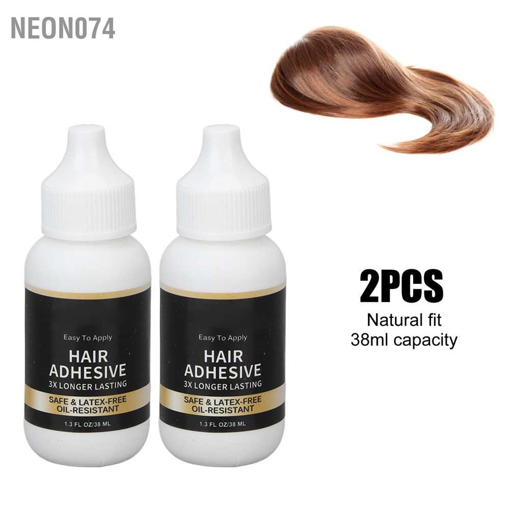 Neon074 2PCS Wig Glue Intangible Recipe 38ml Natural Fit Hair Bonding Lace Hairpiece Replacement keo dán tóc giả