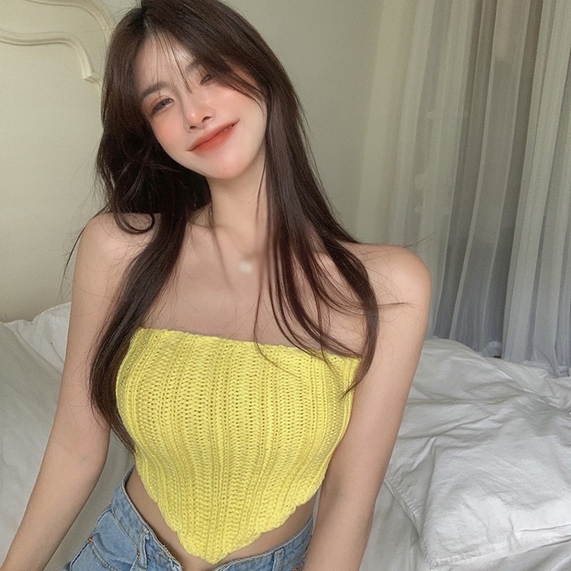 Áo Croptop Dệt Kim Thiết Kế Hở Lưng Quyến Rũ