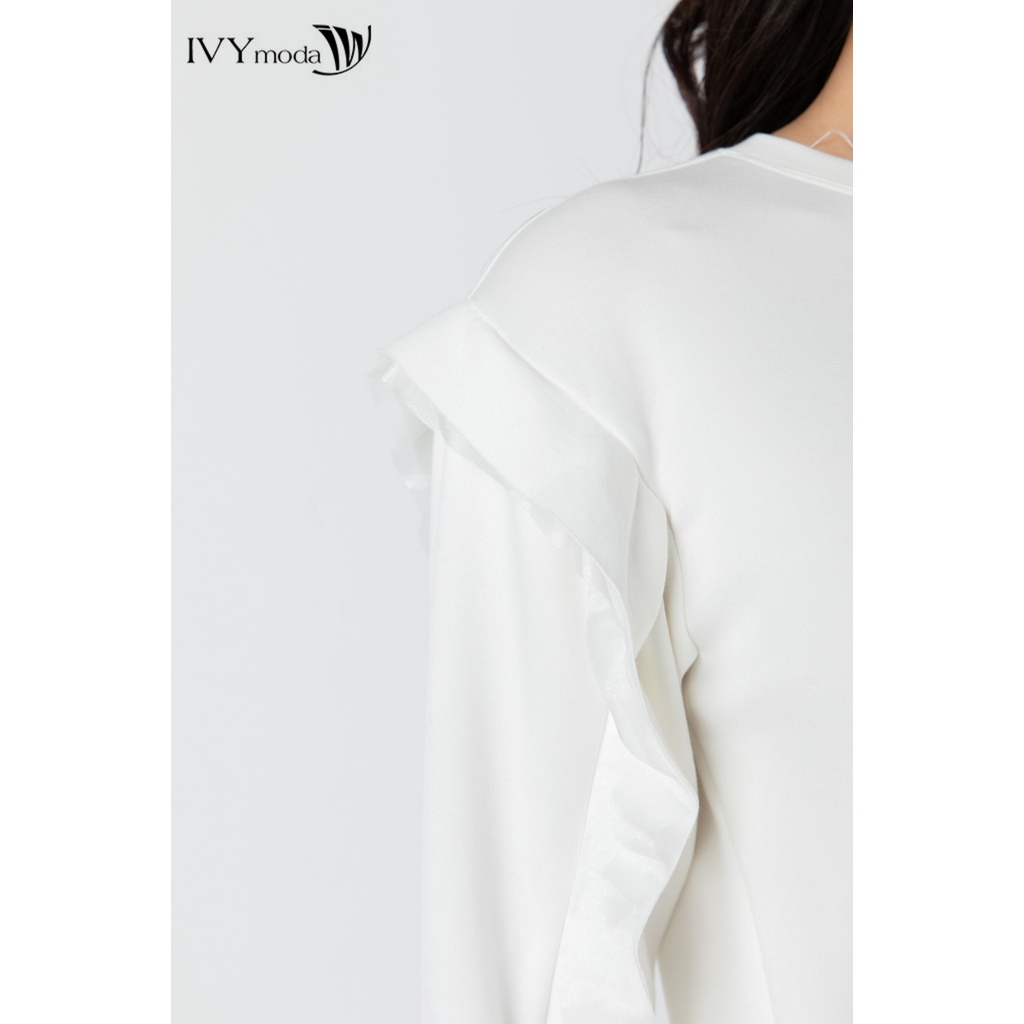 Áo thun nữ tay phối bèo IVY moda MS 58B9076