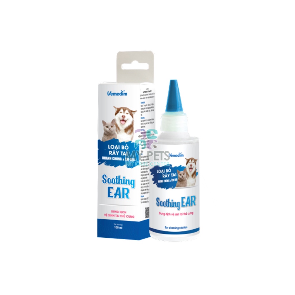 Soothing EAR - Dung dịch vệ sinh tai giúp loại bỏ ráy tai và mùi hôi trên tai dành cho chó mèo - Chai 100ml