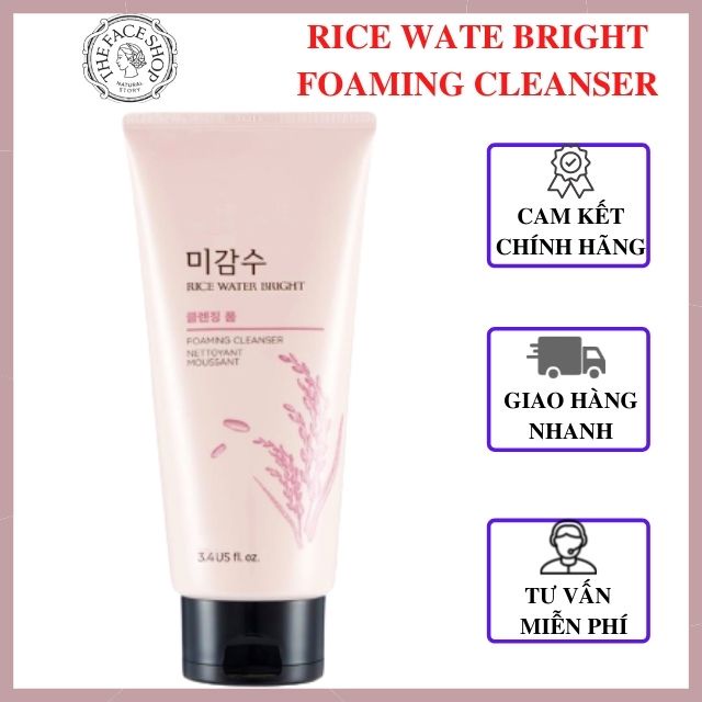 Sữa Rửa Mặt SRM Gạo Làm Sáng Da The Face Shop RICE WATER BRIGHT CLEANSING FOAM 150ml Dành Cho Mọi Loại Da