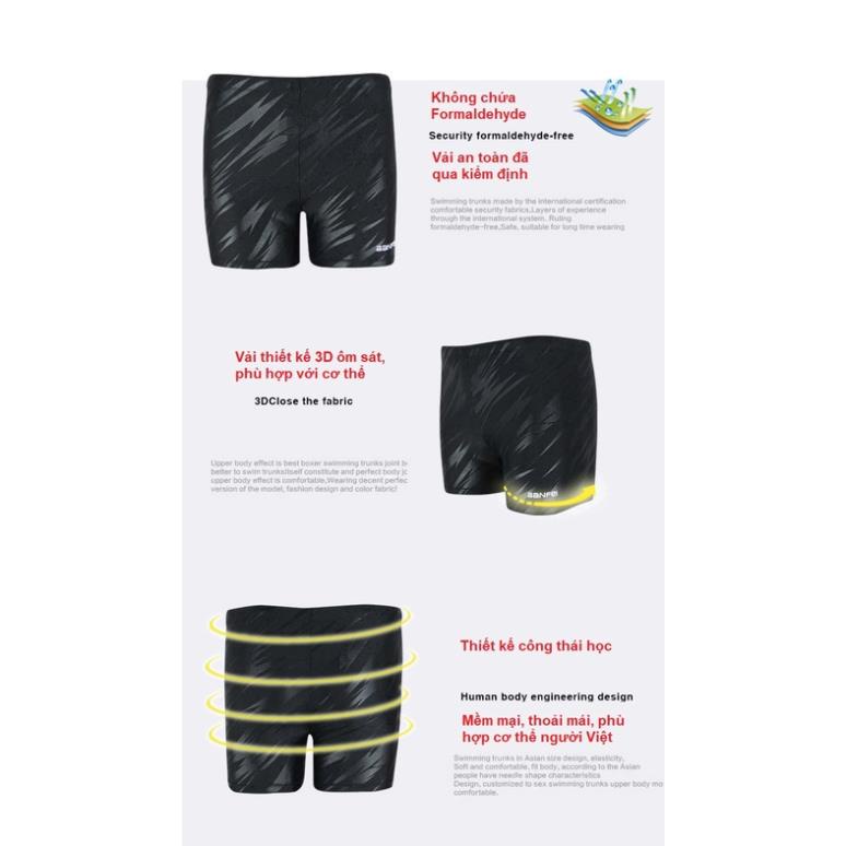 Quần bơi nam boxer 2 lớp chuyên nghiệp chống Clo, vải kháng nước, nhanh khô, thoáng khí, có dây buộc QBD1209