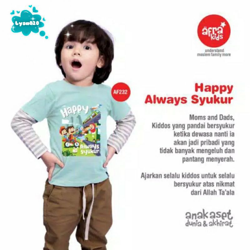 Áo Thun Tay Dài Af232 "Happy Always Syukur" Cho Nam Nữ