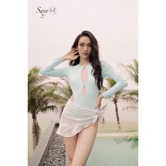 Bộ Đồ Bơi Bodysuit Khoét Giọt Lệ Xanh Dương B085X Sexy M