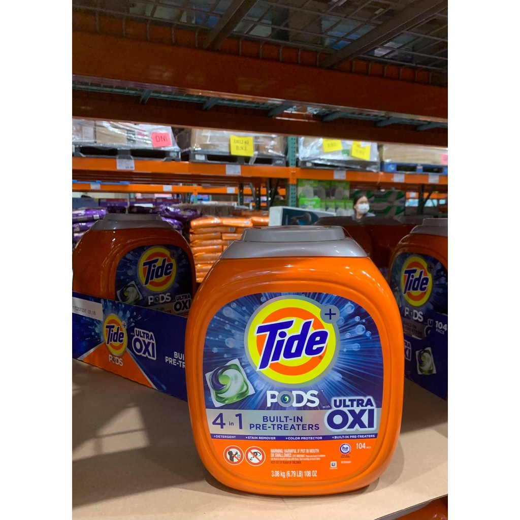 Viên giặt Tide Pods Ultra Oxi 4 trong 1 thùng 104 viên - EDS Hàng Mỹ