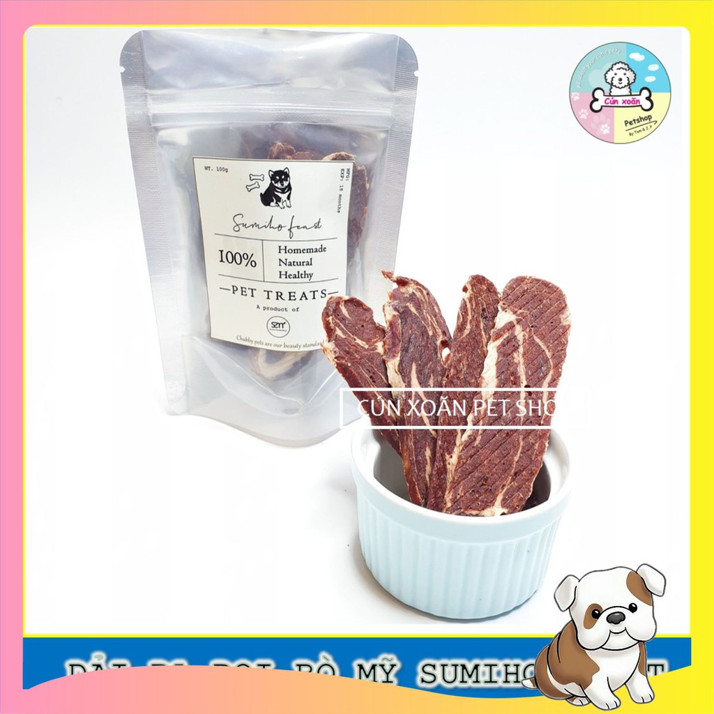 Bánh thưởng cho chó Sumiho Feast (Dải bò rọi bò) (Túi 100gr) phù hợp cho cún từ 2 tháng tuổi