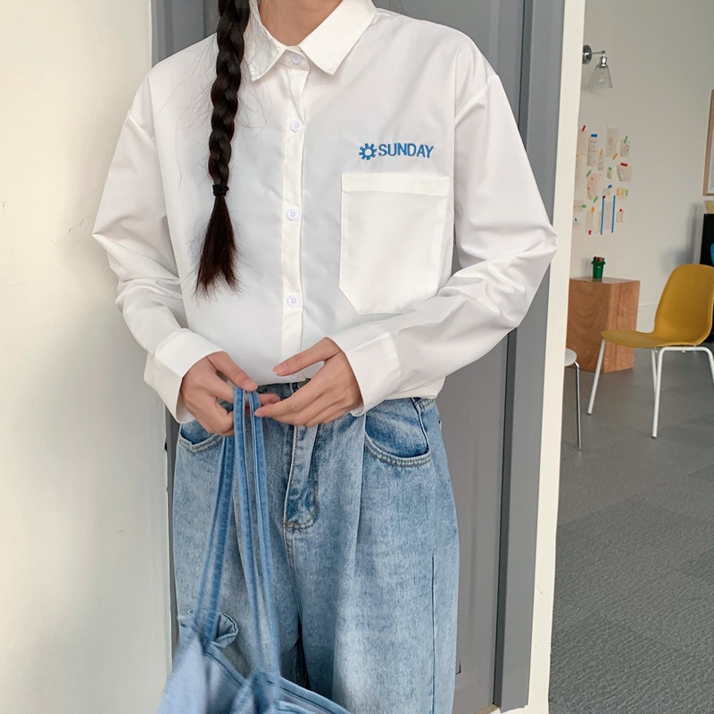SUXI Áo Sơ Mi Tay Dài Dáng Rộng Thiết Kế Đơn Giản Dễ Phối Đồ Cho Nữ