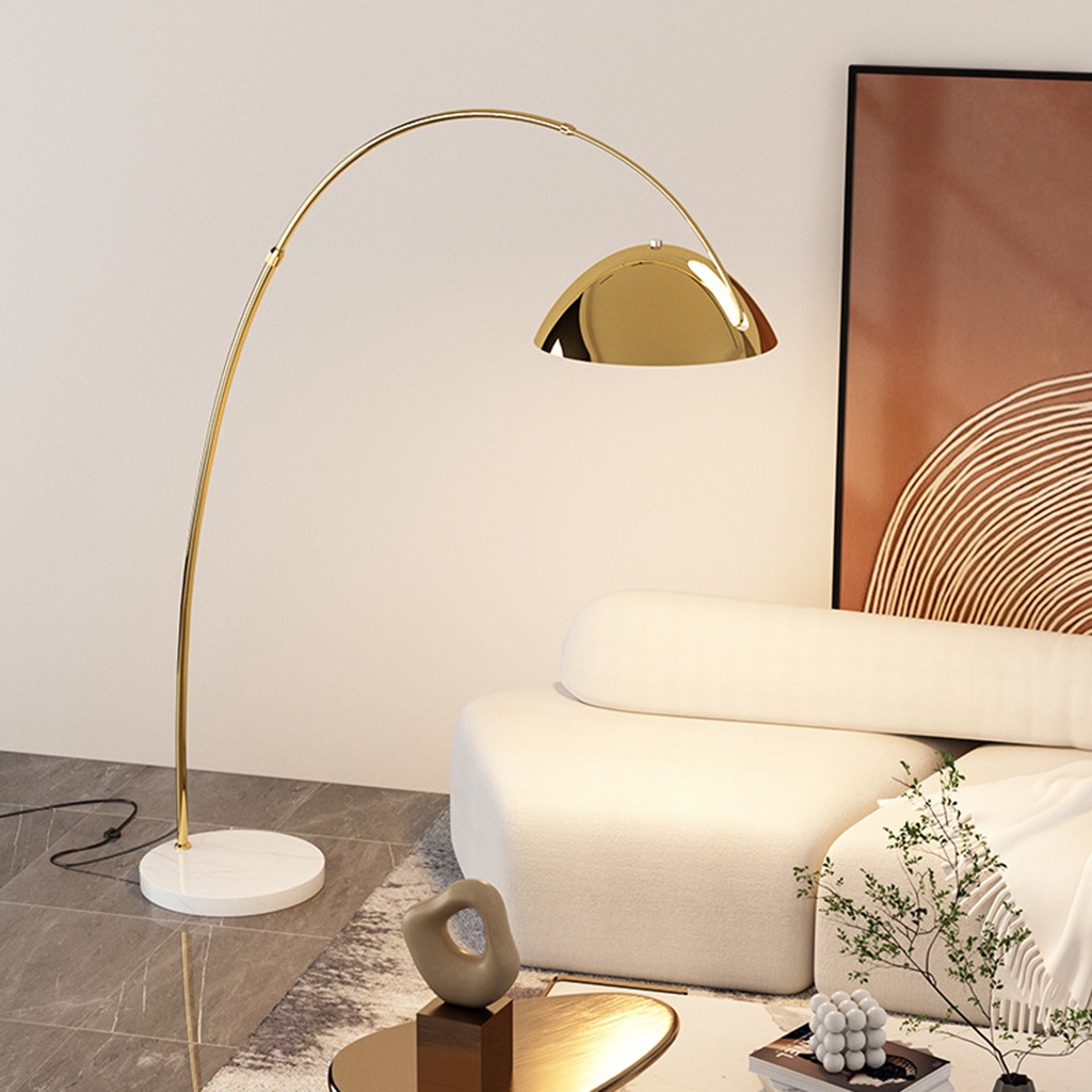 Đèn Sàn Vòng Cung Tròn Bắc Âu Trang Trí Sofa Bằng Kim Loại Sang Trọng Ánh Sáng 3 Màu