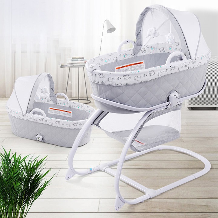 Nôi cũi trẻ em cao cấp làm cũi ngủ, giường bập bênh, nôi xách tay thiết kế Châu Âu hiện đại tiện dụng Ooeoe_store