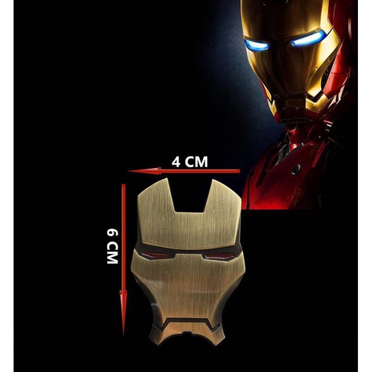 Logo dán trang trí xe hơi hình iron man 3d bằng kim loại