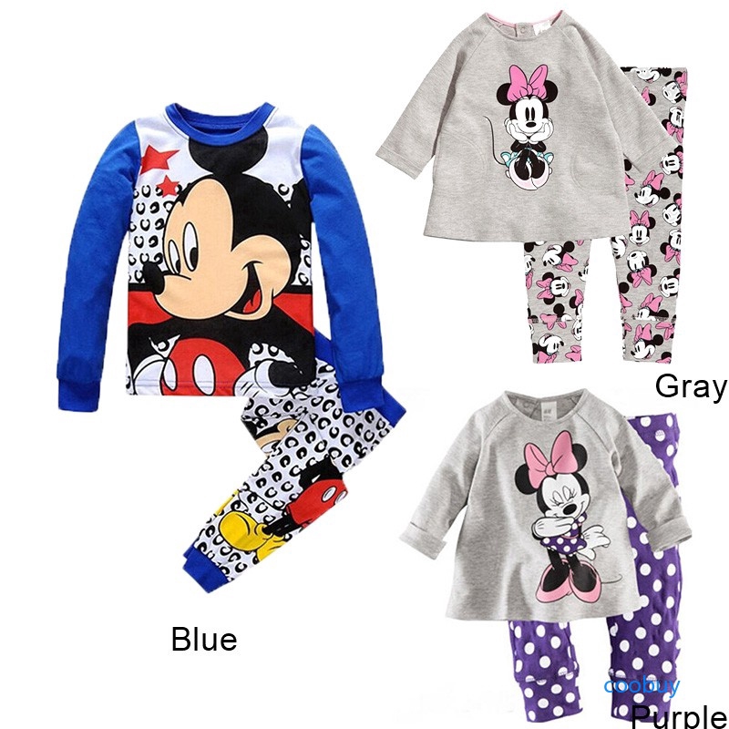 Bộ đồ ngủ tay dài họa tiết chuột mickey đáng yêu dành cho bé