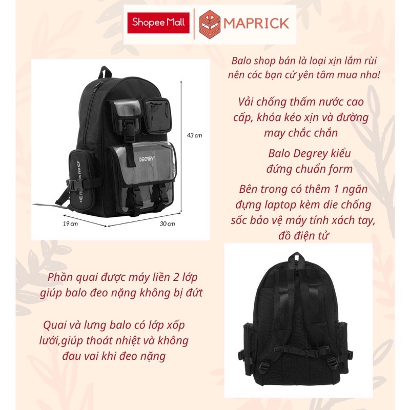 Balo Degrey Basic Backpack [ Ảnh thật 100% ]  𝑭𝑹𝑬𝑬𝑺𝑯𝑰𝑷  degrey Nam _ Balo Học Sinh Nam