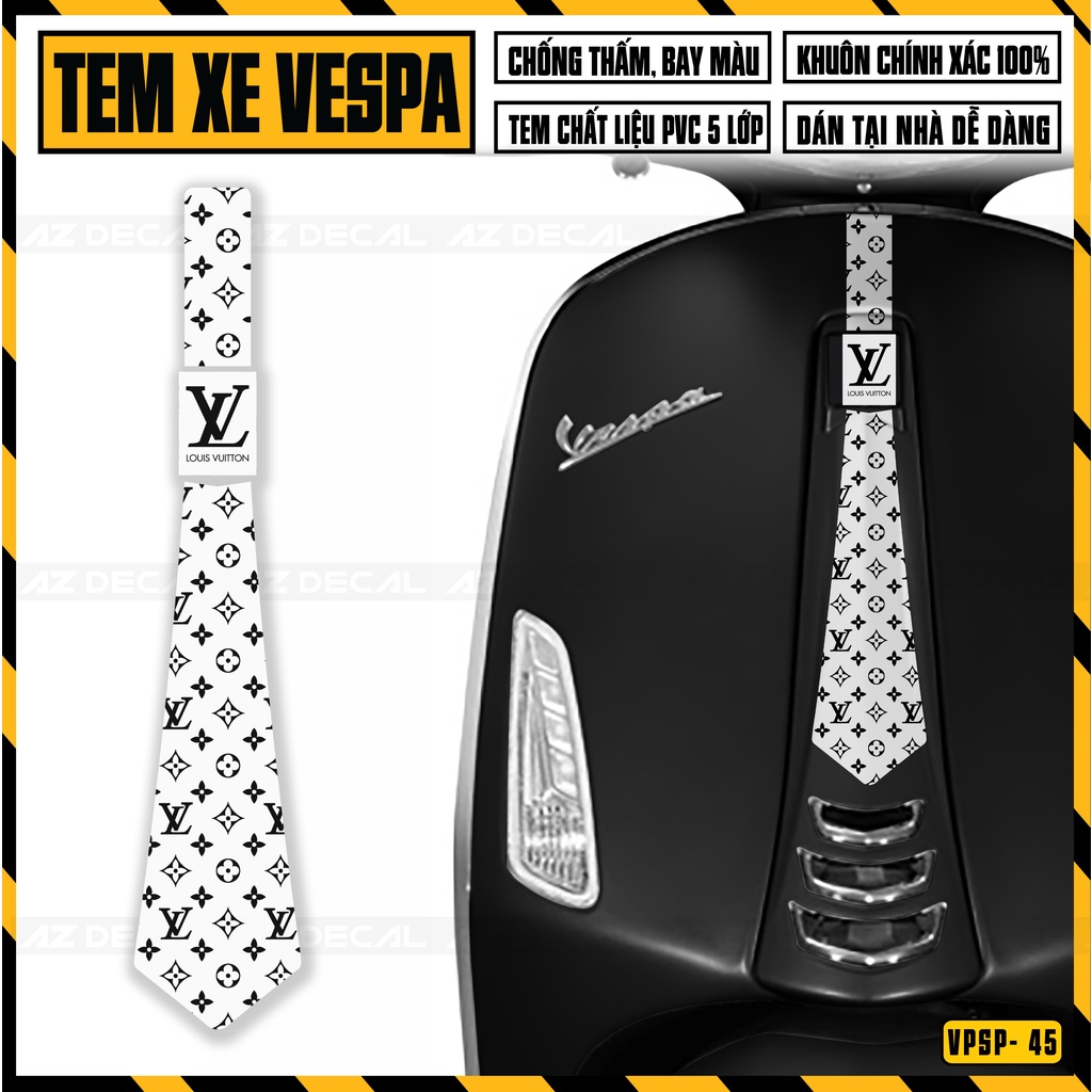Tem Vespa Sprint / Primavera Thiết Kế Cà Vạt Thương Hiệu Thời Trang | VPSP45 | Decal Hình Dán Xe Máy Vespa Dễ Dán