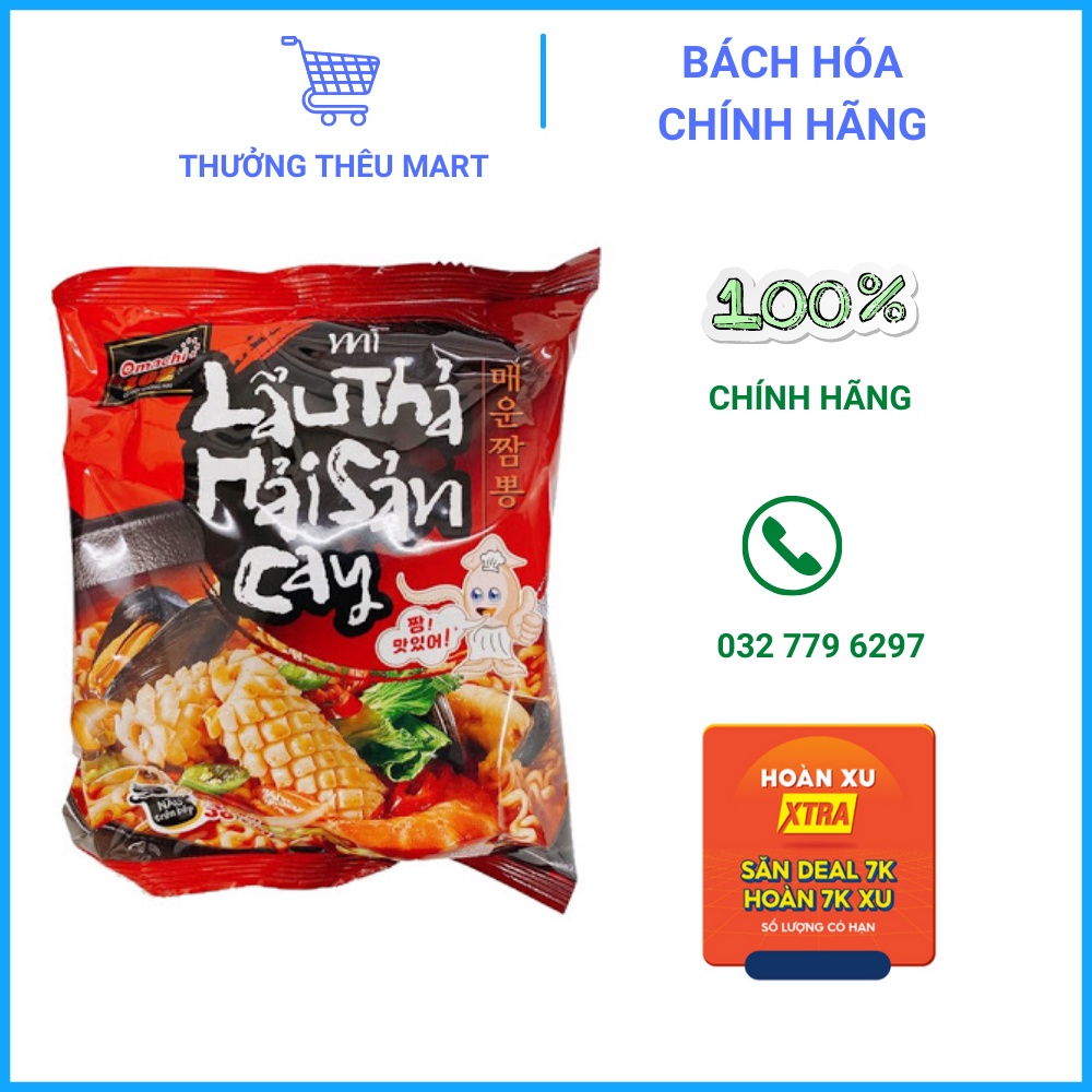 Mì tôm thả lẩu hải sản chua cay Omachi 102 gói 108g - mì nấu 4 phút