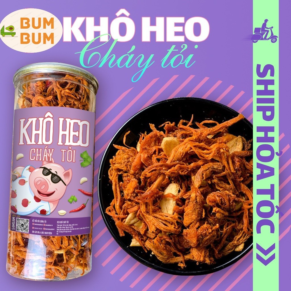 Khô Heo Cháy Tỏi 300gr 💟FREESHIP ĐƠN TỪ 50K💟 Khô Heo Nhà Làm Cam Kết Không Chất Bảo Quản - An Toàn Vệ Sinh Thực Phẩm