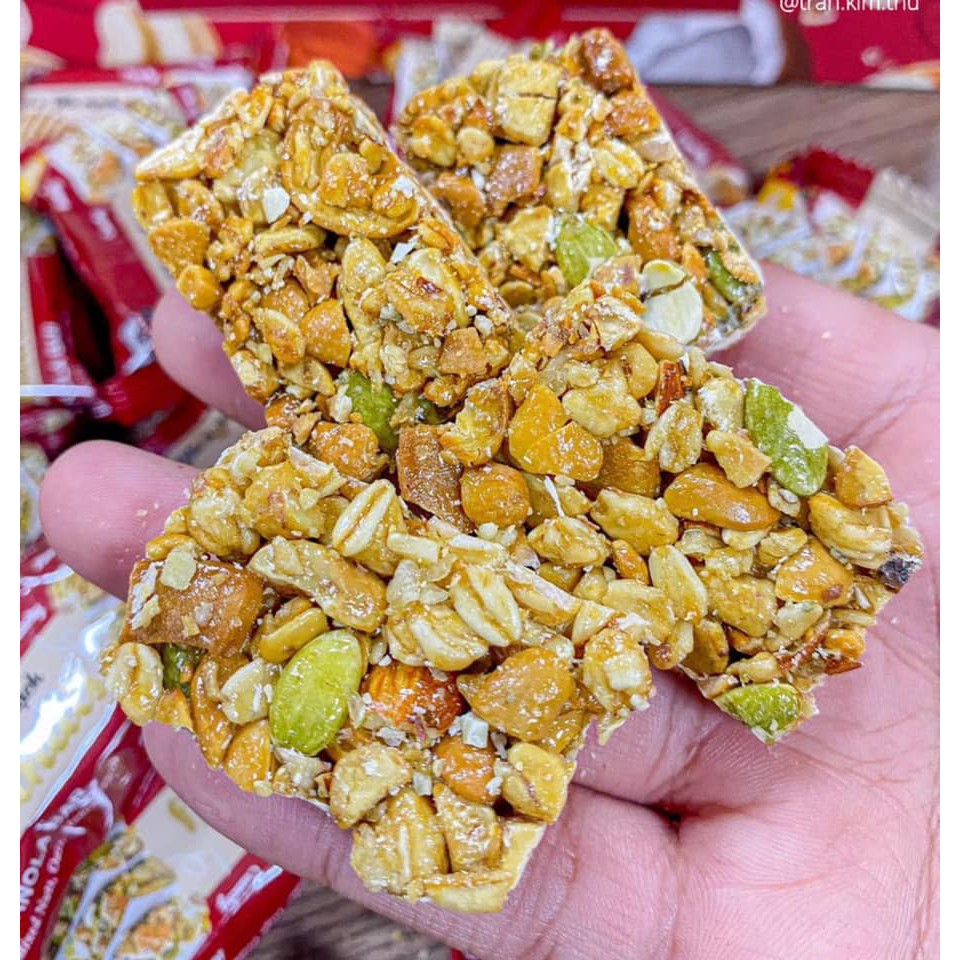 Thanh Ngũ Cốc Granola  Bánh Hạt và Yến Mạch Hộp 30g Ngon hơn thanh cơm gạo lứt sấy ngũ cốc HerbSlim chà bông rong biển