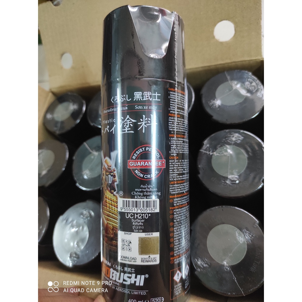 Sơn lót xám Uch210 Samurai 400ml chuyên dụng Epoxy Sơn xe máy ô tô,Tạo lớp lót cho bề mặt cần sơn, tăng độ bám sơn