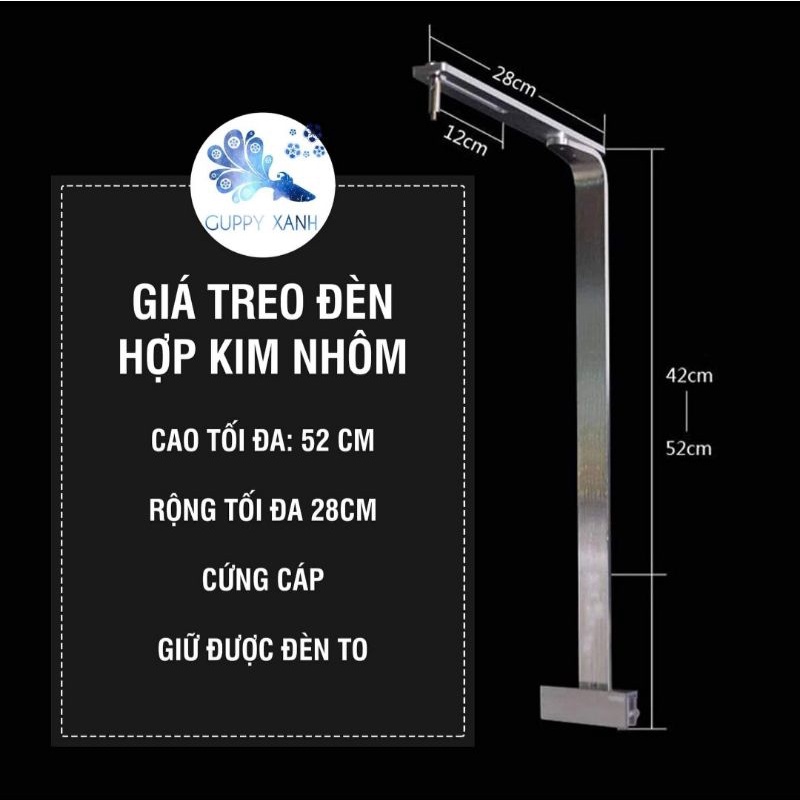 Giá treo cao cấp bằng hợp kim nhômcó thể treo được các đèn thủy sinh lớn từ 1m đến 2m. Giá treo đơn có thể treo led rọi