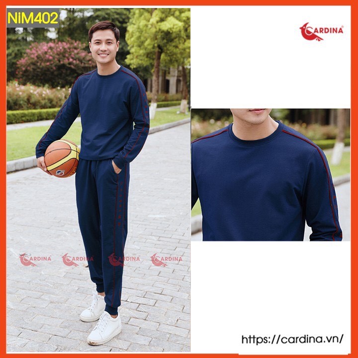 Bộ Nỉ Giữ Nhiệt Nam Cao Cấp CARDINA Chất Cotton Dày Dặn Mềm Mại, Phong cách thể thao, mặc không bai gião, không xù xổ