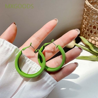 Hoa tai hình vòng tròn màu xanh lá xinh xắn cho nữ