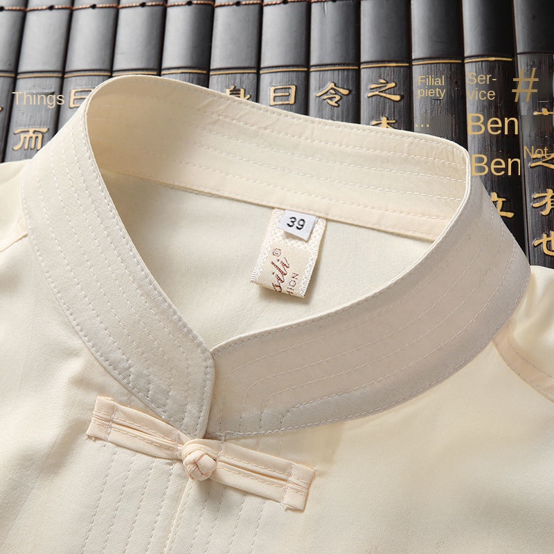 Áo thun tay ngắn thêu họa tiết rồng phong cách Trung Hoa cho nam