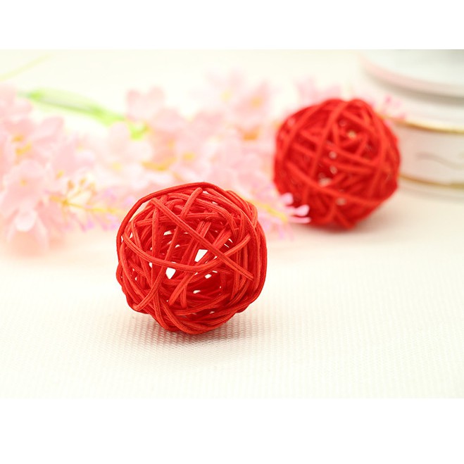 Quả cầu mây size 5cm trang trí màu đỏ