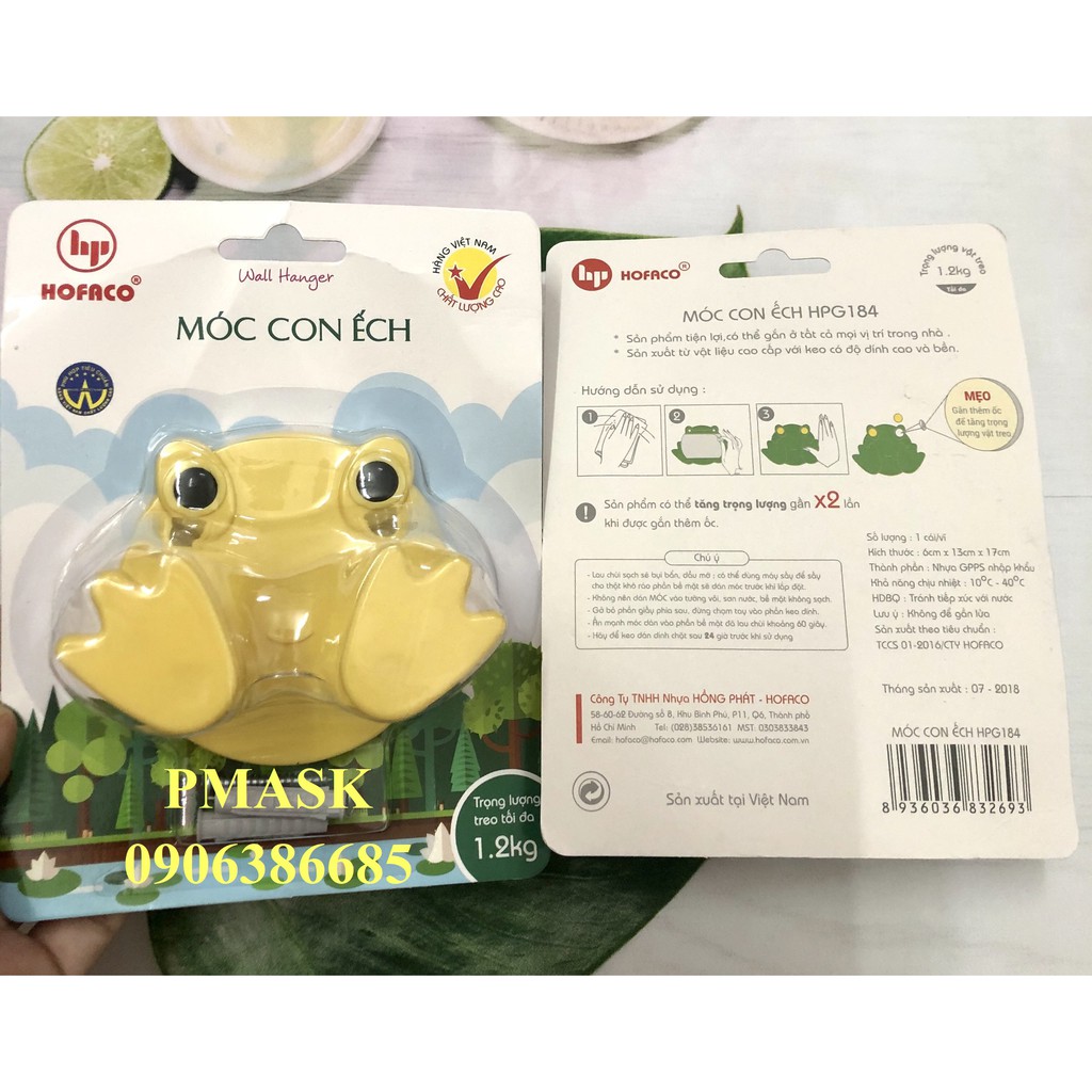 Móc dán dính tường hình dáng dễ thương – Móc nhựa cao cấp HOFACO - Móc con ếch HPG184