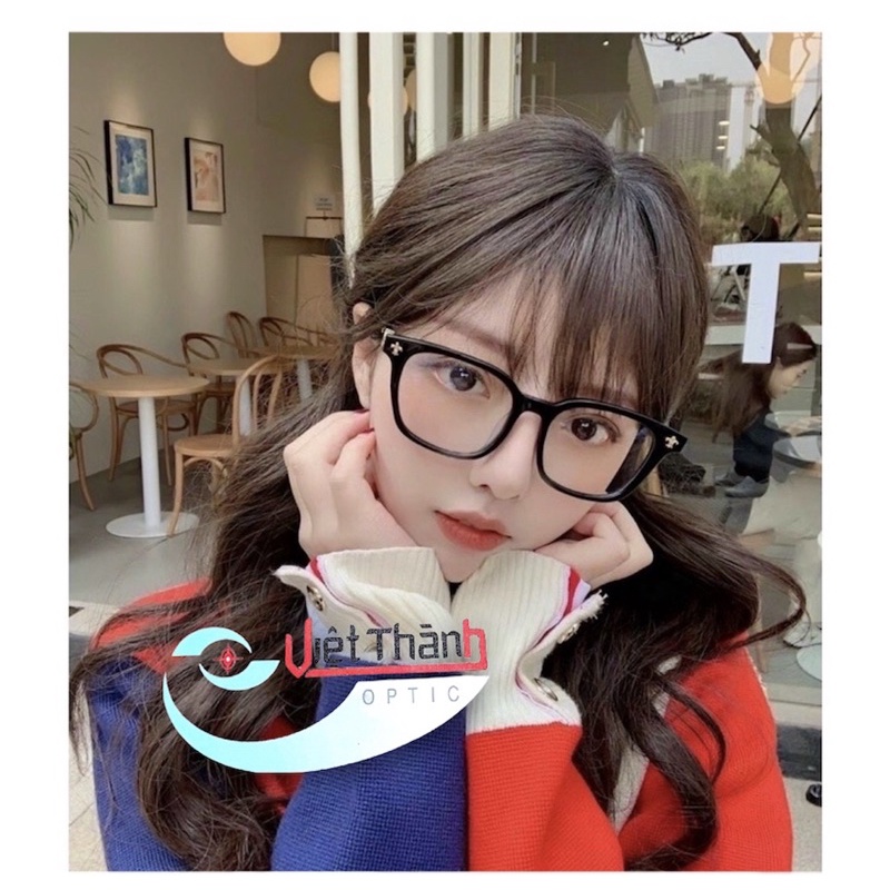 Gọng kính cận vuông Classic thánh giá chữ thập hàng tốt lắp được cận viễn loạn