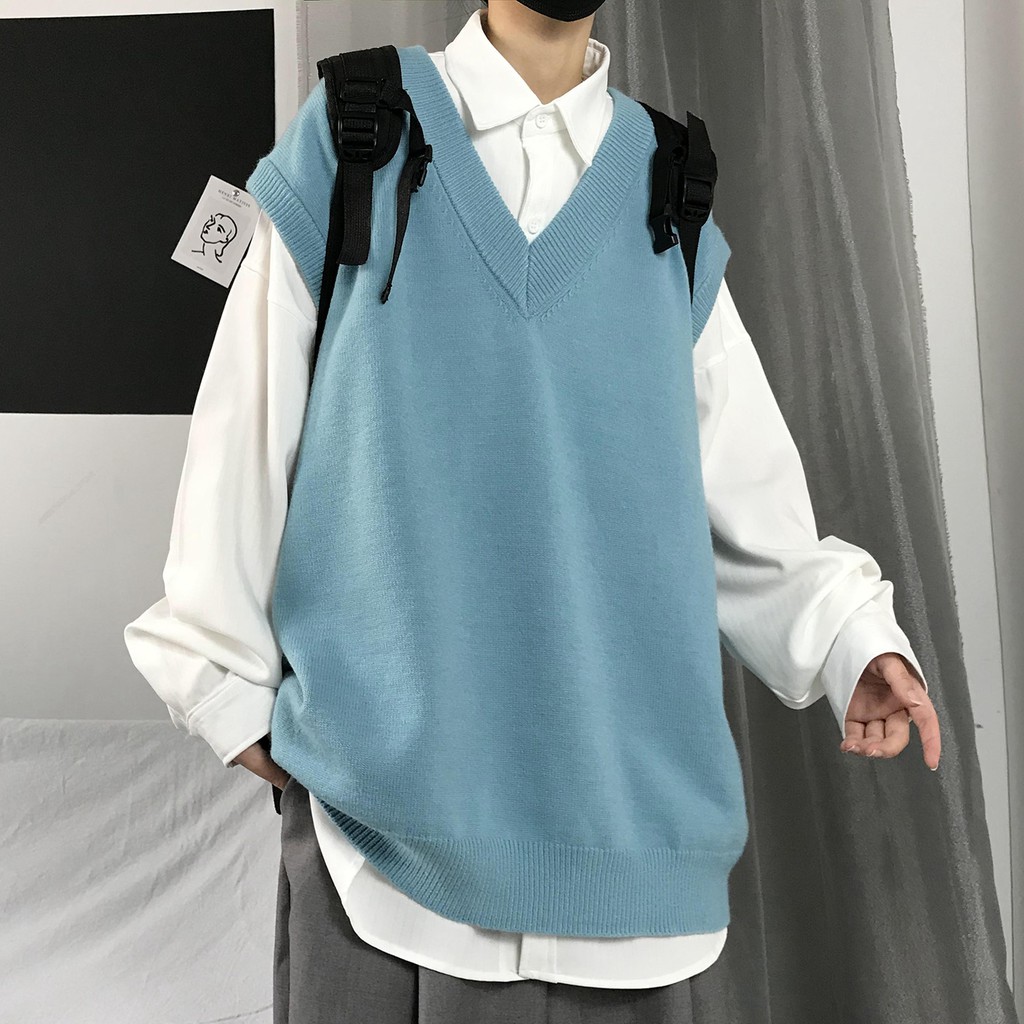 Áo Sweater cổ V không tay thời trang simple Hàn Quốc bigsize unisex áo vest áo len nam hàn quốc cho nam
